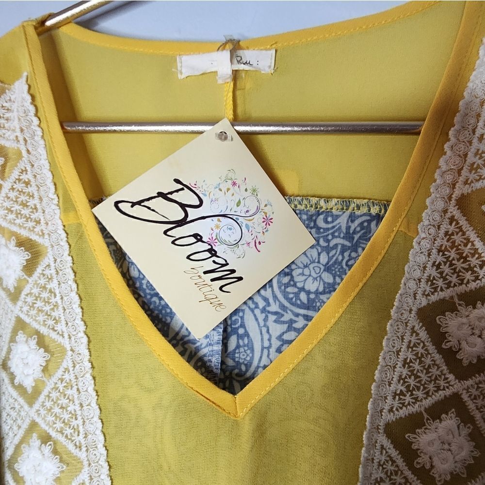 ModCloth Ryu Tunic Top Bloom Boutique Yellow Spring Size Large - Picture 2 of 6